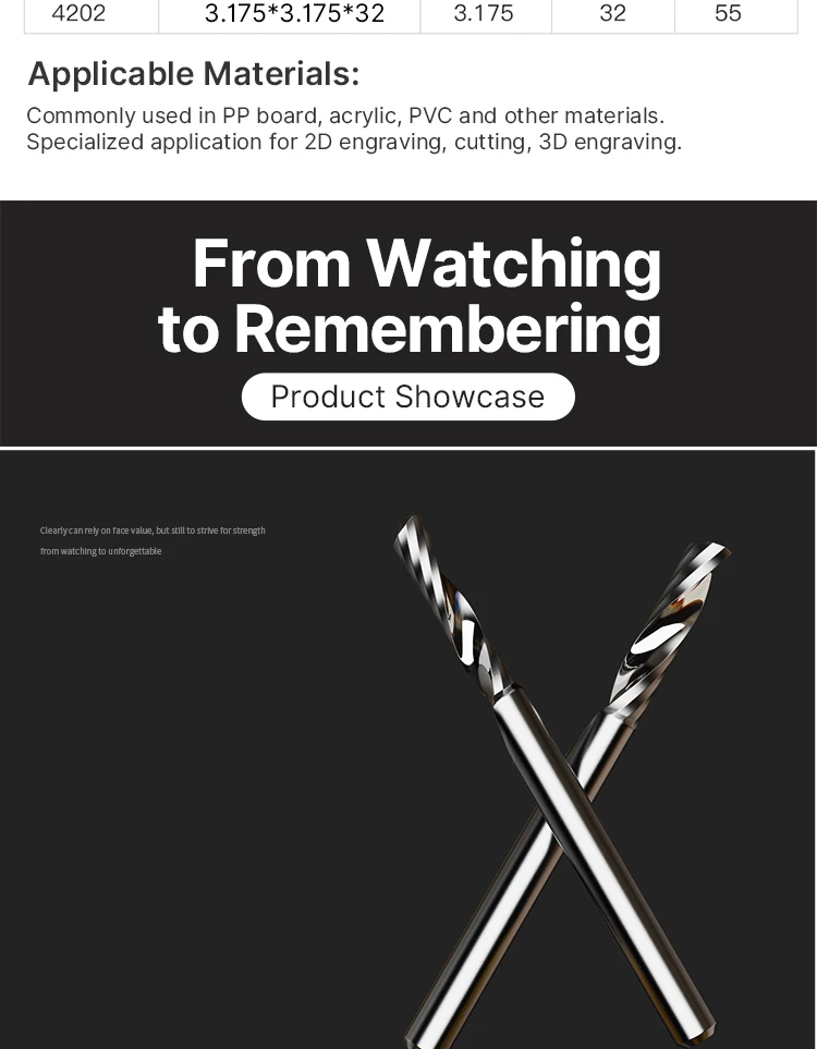 HUHAO 1/8 Shank Single Flute Spiral Tungsten Milling Cutter One Flute Up Cut Engraving Drill Router Bit for Acrylic PCB PVC Wood