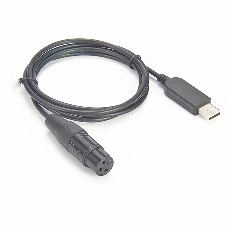 FTDI USB to XLR DMX 512 Interface LED Computer PC Stage Lighting Controller  Dimmer DMX512 Cable Cable length: 1.8M, Color: blk usb dmx