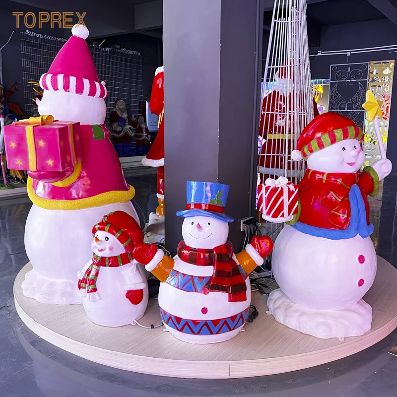 High Voltage 3D Resin Snowman with Broom Waterproof LED Lighting Christmas Decorative Design From Factory