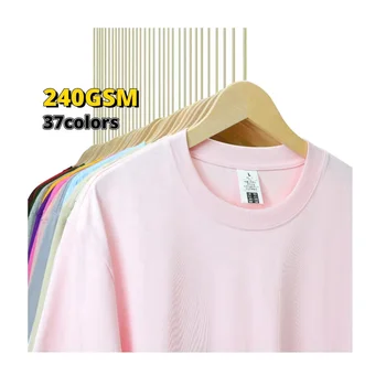 OEM/ODM oversize t shirt for Men O-Neck Unisex 100% Cotton Men's Clothing 240gsm Heavy Weight Blank Knitted tshirts wholesale