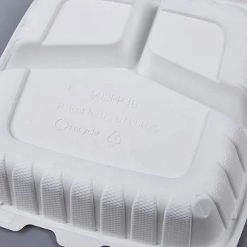 Ecopax PP225 Sandwich White Plastic Hinged Containers 250 / Case