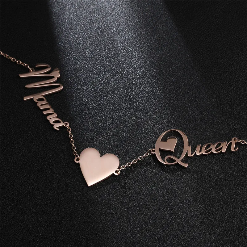 Stainless Steel Name Pattern Character Letter Necklace DIY Personalized Multiple Diamond Name Plate Custom Necklace