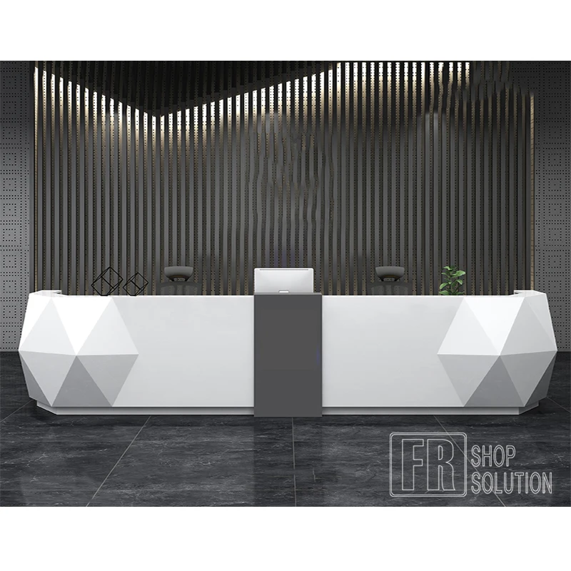 White Curve Reception Counter Modern Hotel Reception Desk Direct Factory Made Office Furniture