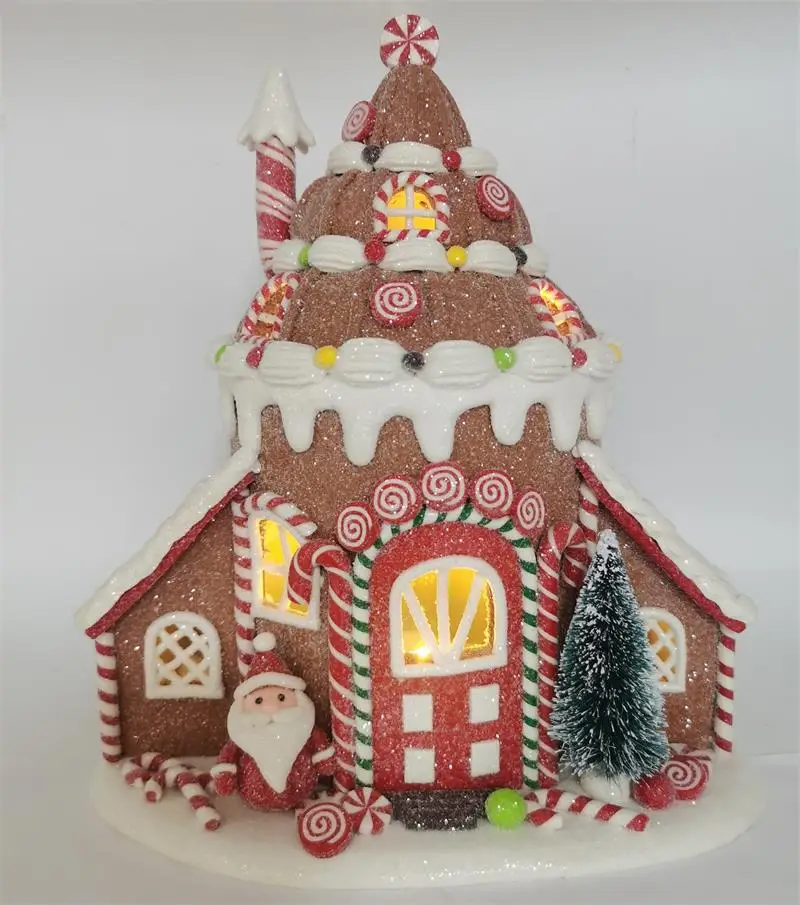 Customized Wholesale Clay Dough Large Gingerbread Santa House with LED ...