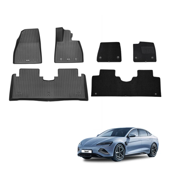 Tapete de Piso para Carro para BYD Seal Tapete de Borracha Impermeável Tapete de Piso Interno TPE Borracha 5D Tapetes de Piso para Carro
