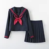 Navy Blue Long Sleeve Japanese Uniform Sailor Suit