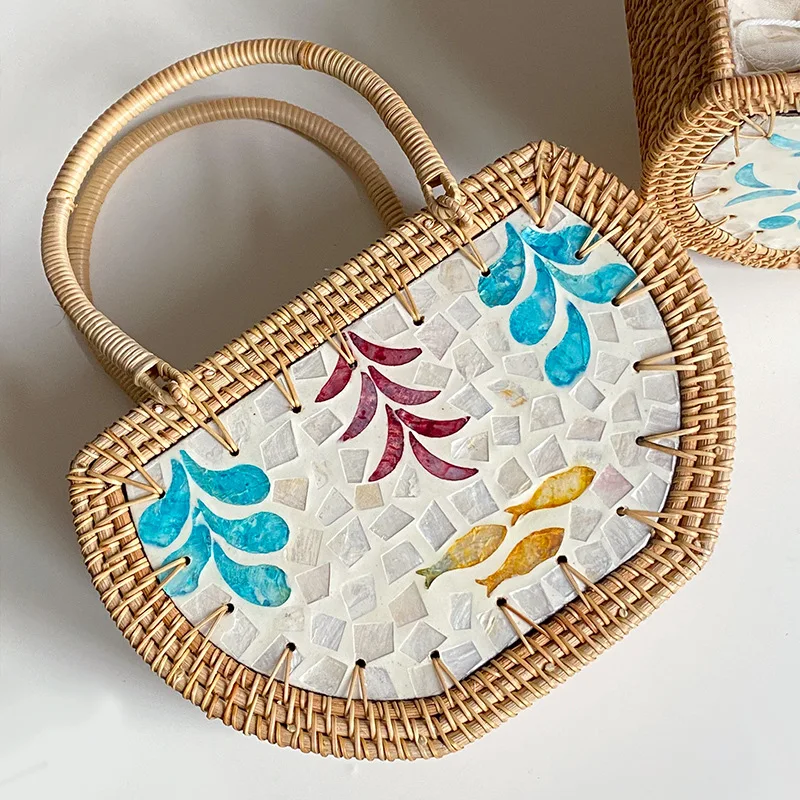 Made in バリ島 straw bag New Summer Style 2025 Straw Beach Bag Bali Hand Made Vietnam