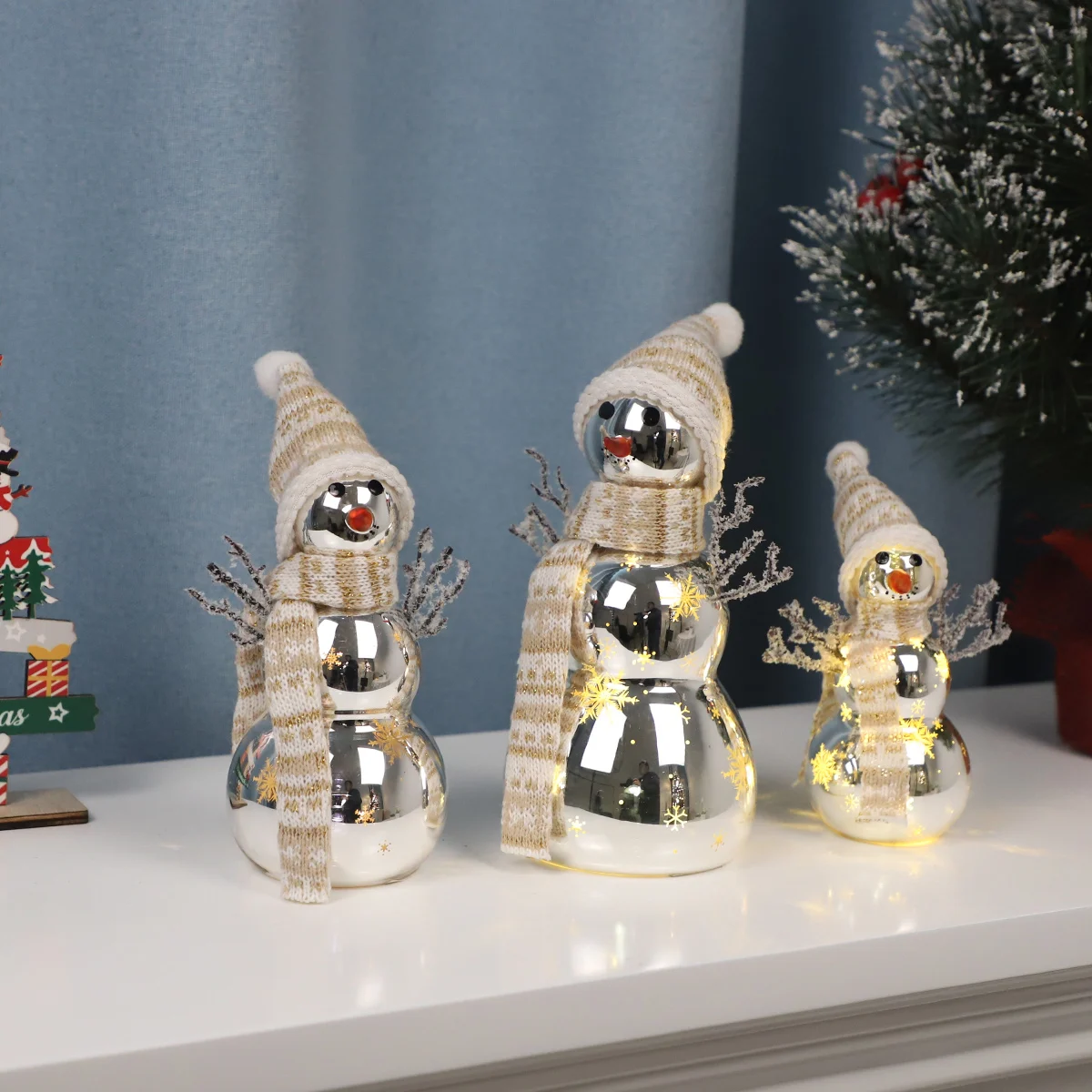 handmade christmas glass decoration custom made christmas ornaments standing snowman new christmas lights