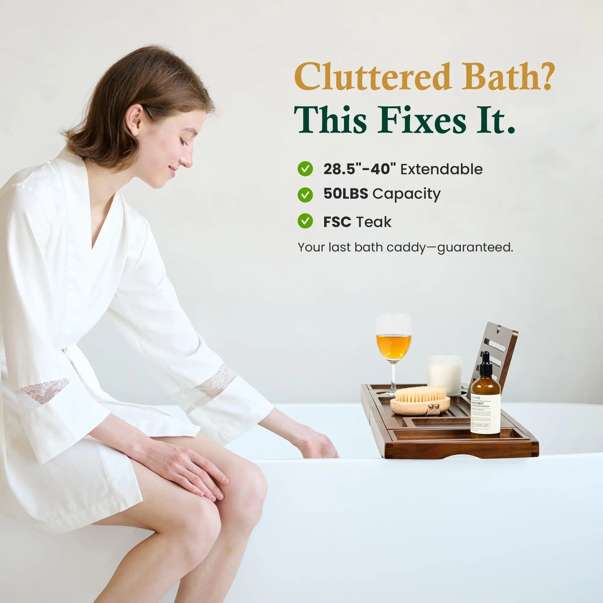 product expandable wood bathtub tray with wine glass holder bathroom stand bookshelf reading spa and relaxation experience for bathroom-8