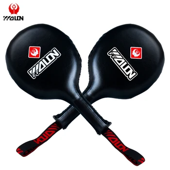 WOLON factory free custom leather punch training MMA paddles target Muay Thai Martial boxing paddles for sale