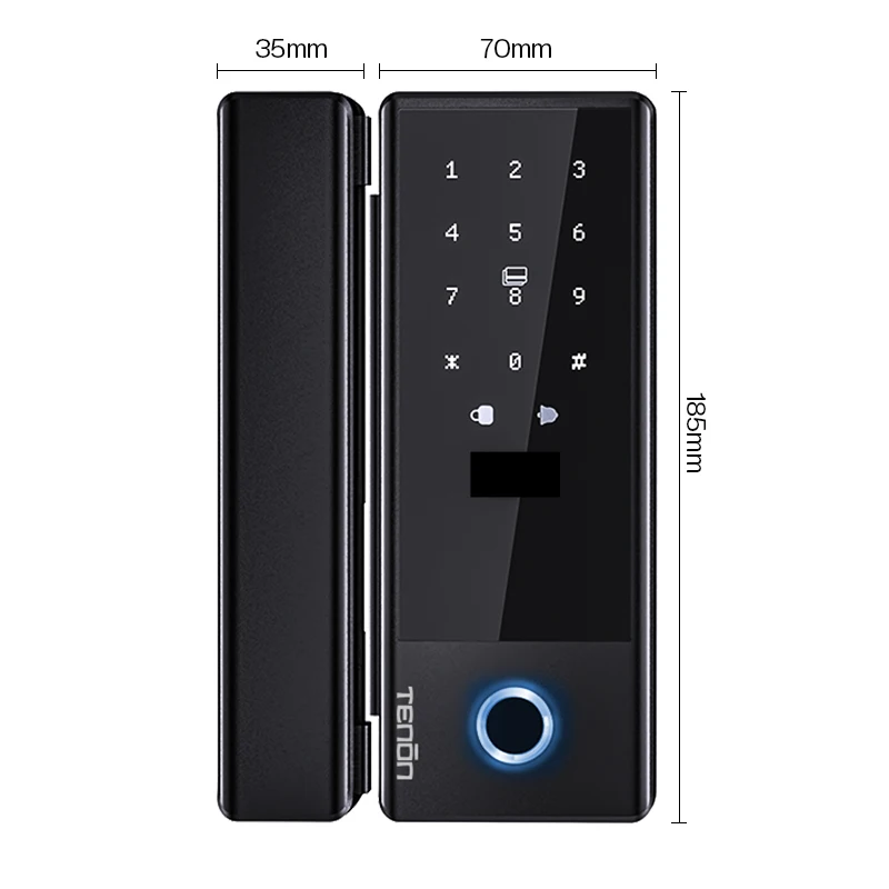 TENON K5 Remote Control Digital Fingerprint Lock Automatic Smart Glass Door Lock