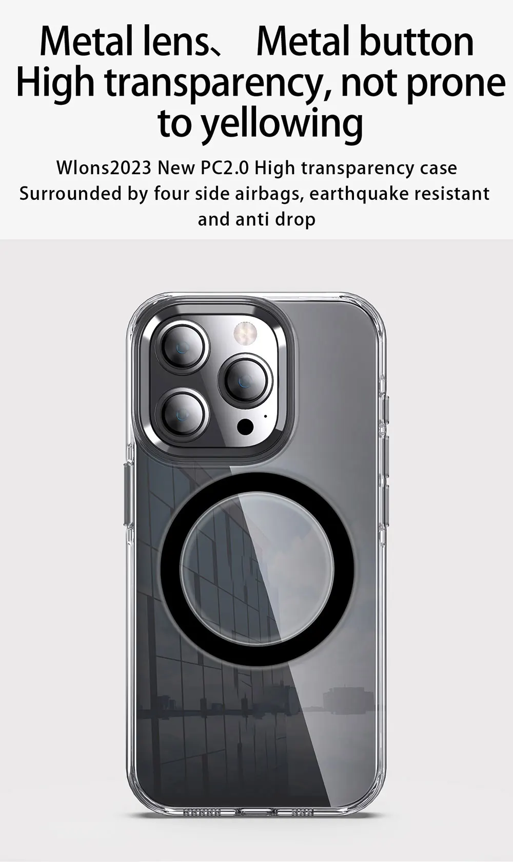 product clear case for iphone 15 14 13 12 plus pro max camera protector magnetic ring phone transparent hard pc  wls82 wlons-2