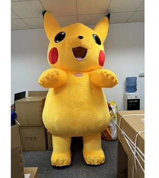 Moving parade mascot suits plush cartoon character inflatable pikachu mascot costume for adults