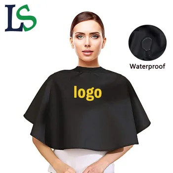 Anti static waterproof custom salon logo black short spa girl beauty shop makeup cape