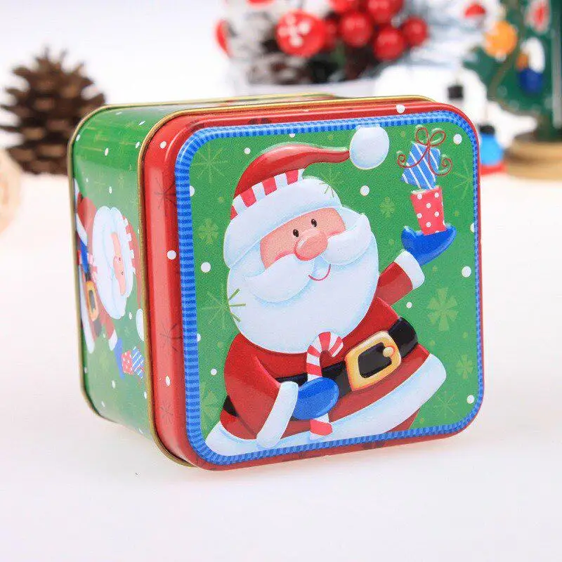 Wholesale food grade square christmas cookie tin baking chocolate tin box packaging cake metal can christmas tin box factory