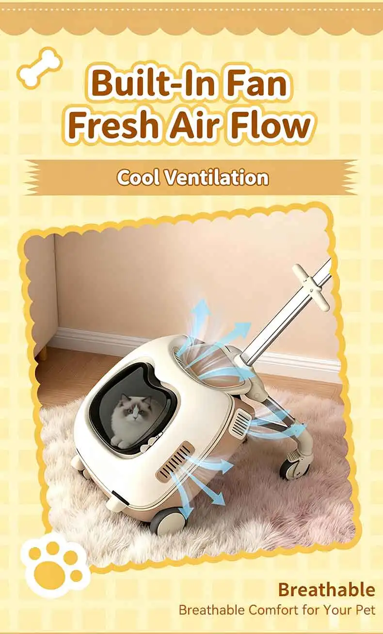 product new pet stroller suitcase rideable design portable outdoor travel cart for small cats dogs pet carrier trolley-2