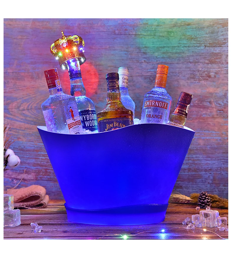 bar couleur : bleu Grand seau à glace moderne transparent portable pour boîte de nuit décoration de fête 