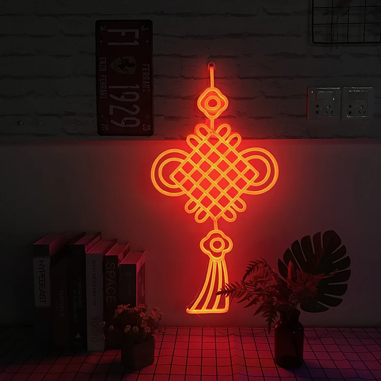 Neon sign chinese knot led sign 12v dc flex led neon light acrylic letters sign for decoration china factory