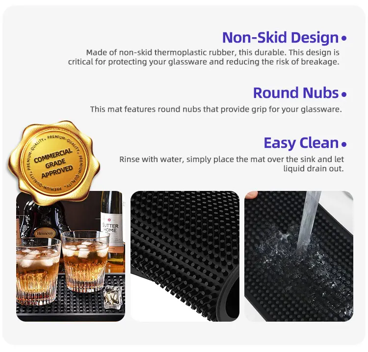 Bartender accessories anti slip custom color rubber beer mats pvc bar mat manufacture