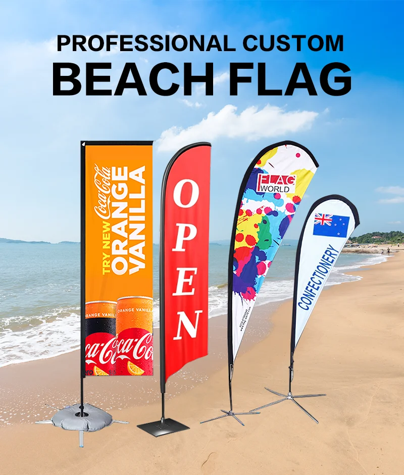 Custom feather outdoor flag for promotion custom advertising outdoor beach flags