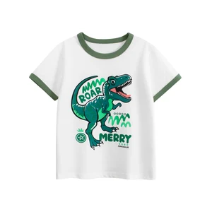Wholesale 2026 Summer Luxury Tshirts 3yr Baby Boys Dinosaur Cartoon Print Short Sleeve T-shirt for Kids Boy