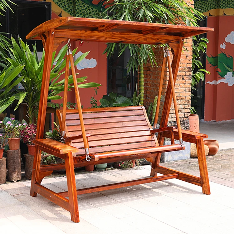 Silla colgante de madera para exteriores de jardín, gran capacidad de carga  de 120KG - Fabricación de silla de columpio de madera maciza de diseño  moderno