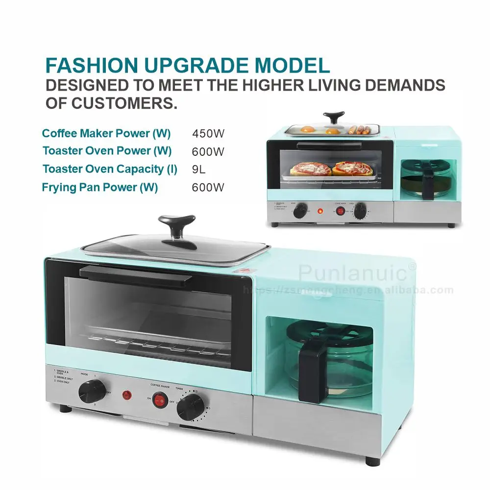 Multifunction Electric 3-in-1 Breakfast Bread bakery Maker Mini Breakfast Machine Coffee Brewer Griddle Suitable Home Use Oven