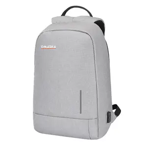 OMASKA 17 Inch USB Laptop Backpack Wholesale Fashionable School Bags for Men Waterproof Zipper Letter Stylish Computer Bag