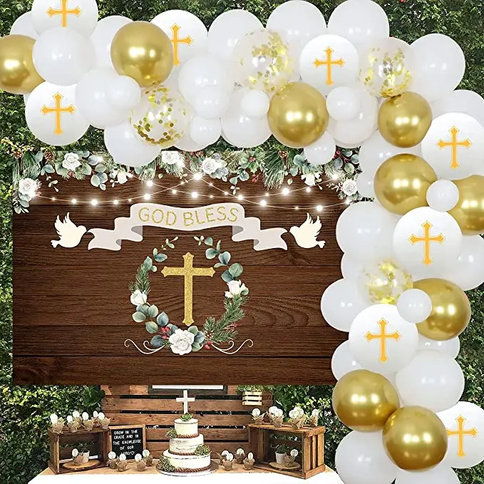 Big Dot Of Happiness First Communion Banner - Blue Cross God Bless Bunting For Boy's Party Decor - View #7