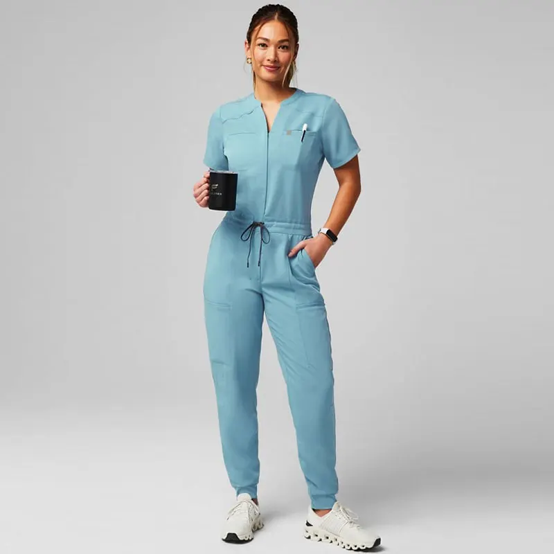 Bestex Custom Logo Scrub Jumpsuit Women Sets Nurse Uniform Stretch