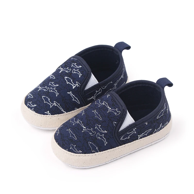 Solid Color Fish Print Spring and Autumn Baby Canvas Covered Feet Baby Walking Shoes details