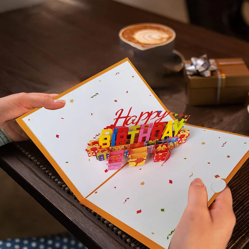 Lv.life Cartes De Voeux Carte Pop-up Merci Papier De Papeterie De Voeux 3D Avec Enveloppe Pour Cadeau De Vacances D'anniversaire - Beaux-Arts Et Loisirs Créatifs