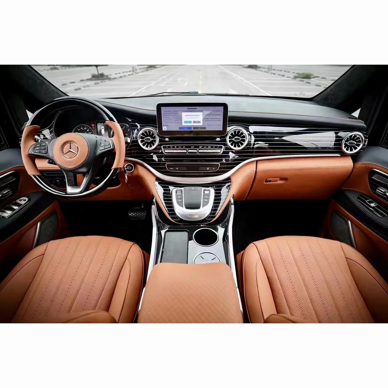 Nonuinz Dashboard Cover Dash Board Mat Tapijt Pad Zonnescherm Voor Mercedes Voor Benz Voor Vito W447 MK3 V-Klasse Voor Valente Voor Metris 2015-2020 (Kleur : Polyester LHD 2