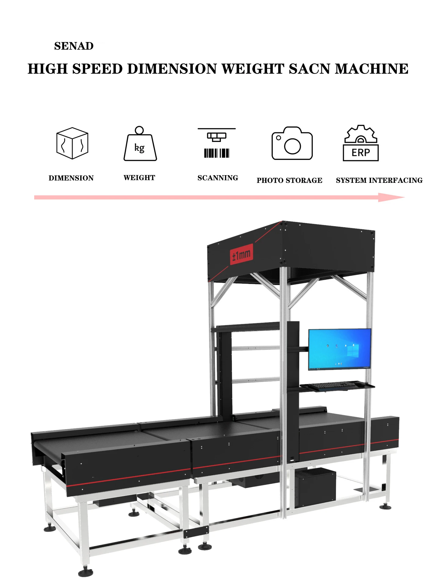 Parcel Barcode Scanner Weighing Scale Conveyor Dimension Weight