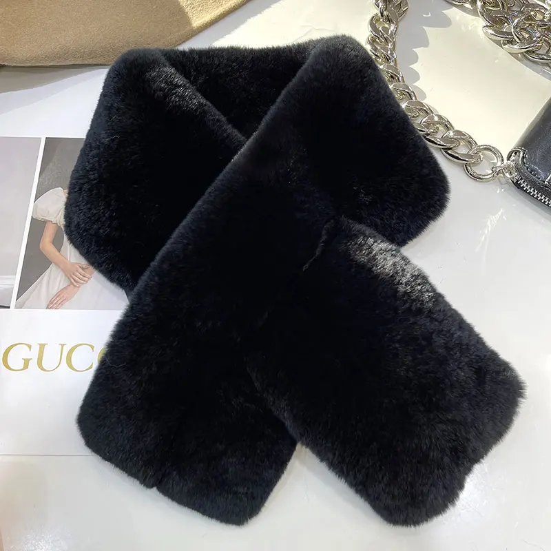Rex Rabbit Fur Scarf Doublesided Thickening Warm Real Fur Winter