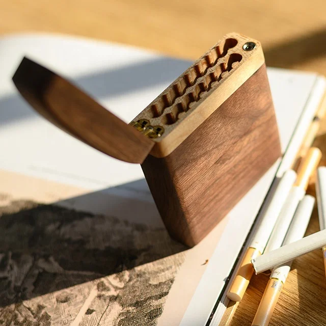 vintage wooden cigarette case 2020 Wholesale Custom Vintage Pocket Slim Wooden Smoke Cigarette Case