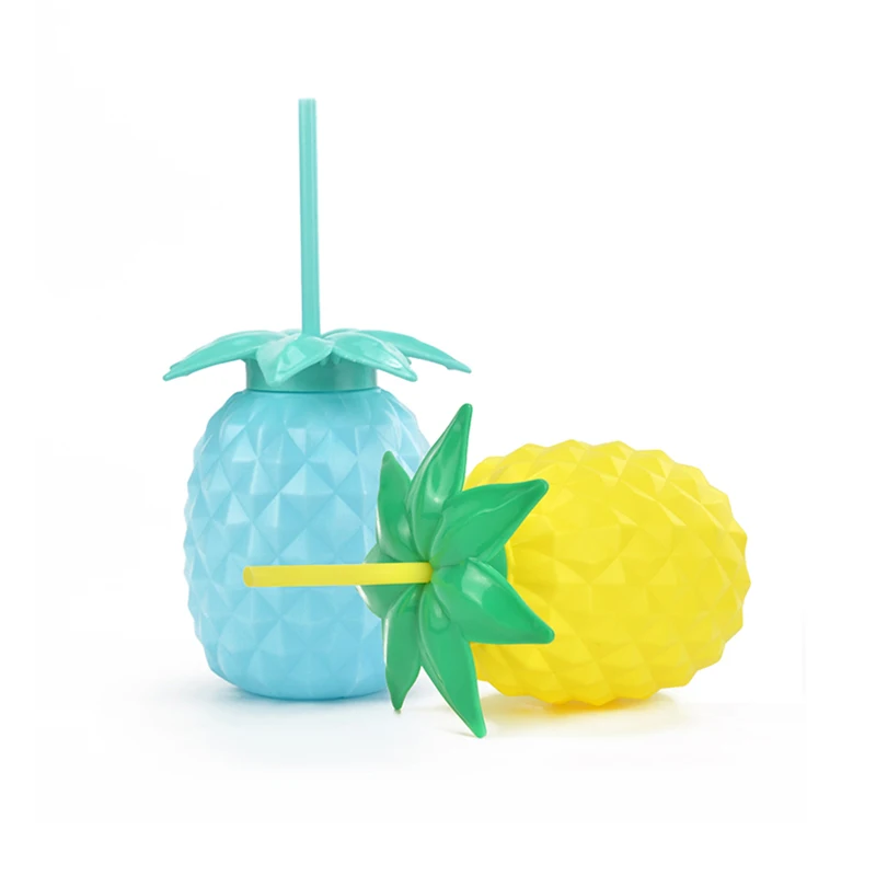 56oz 22oz Plastic Bulk Creative Drinking Colorful Pineapple Shape Mug Kawaii Tumbler Mugs with Straw