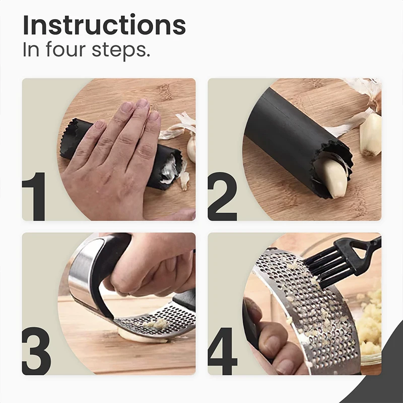 Stainless Steel Manual Premium Garlic Mincer Grinder Crusher Press With