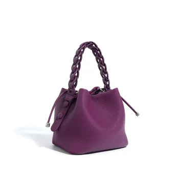 manufacturer new design Custom wholesale women vintage fashion Tote handbags Genuine Leather bucket hand bags for ladies
