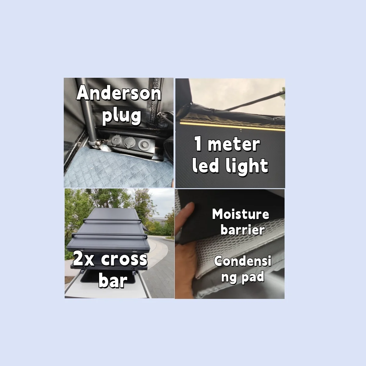 2025 Hydraulic Stainless Steel Rod Aluminum Hard Shell Roof Top Tent for 2-3 Person with 320g Polyester Cotton and Waterproof >3000 mm