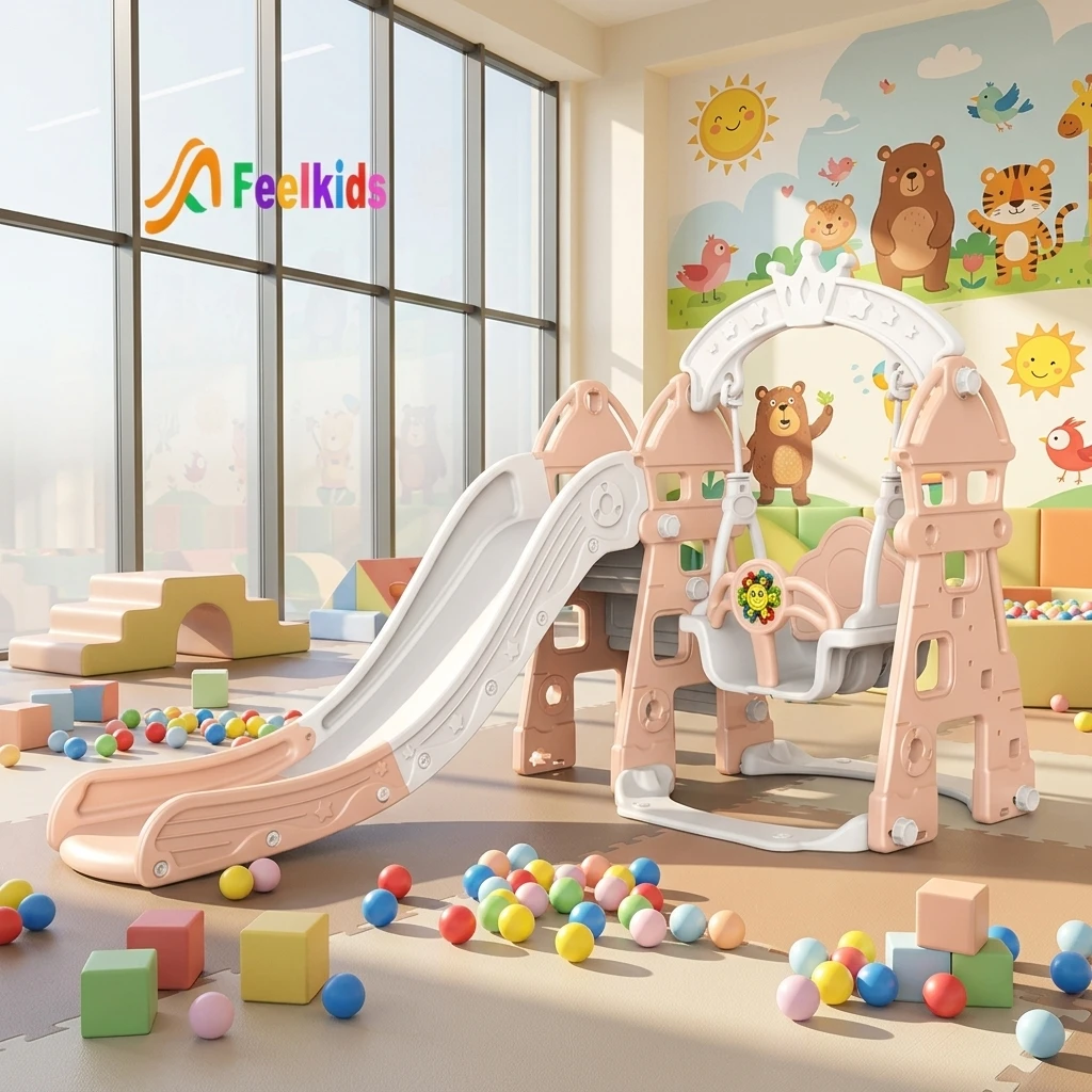 Indoor/Outdoor Kids Pink Castle Design for Slide Furniture for Toddlers Daycare Residential Public Park Educational