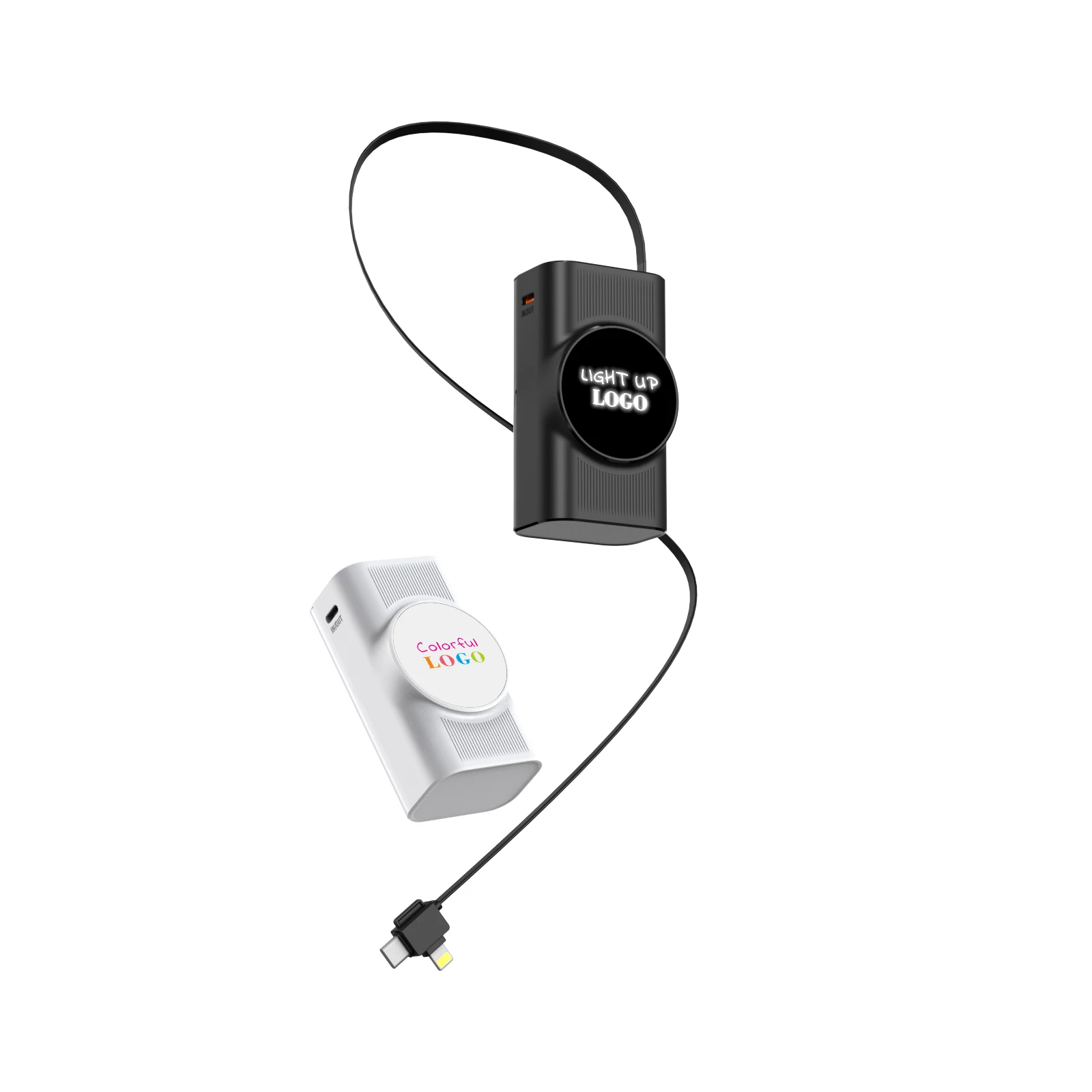 Retractable Cable Power Bank 10000mAh Portable Fast Charging Powerbank Mobile Phone Battery Charger Power Banks 22.5W for Iphone