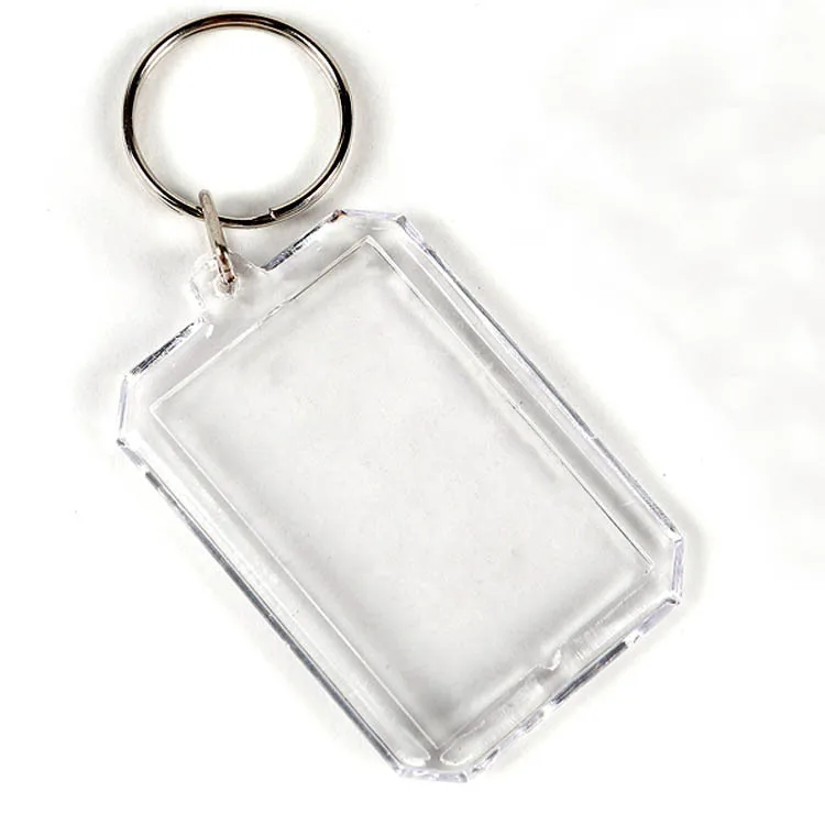 Custom Transparent Acrylic Plastic Blank Photo Insert Key Ring Printing