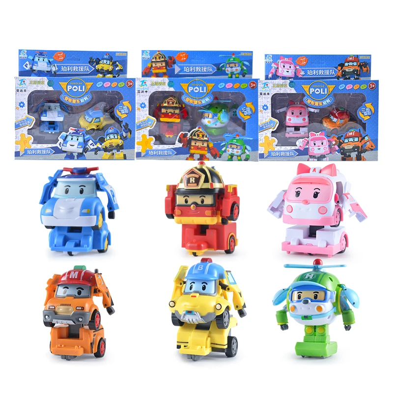 Robocar Poli Amber Roy Helly Transforming Robot Toys Tramsformable ...