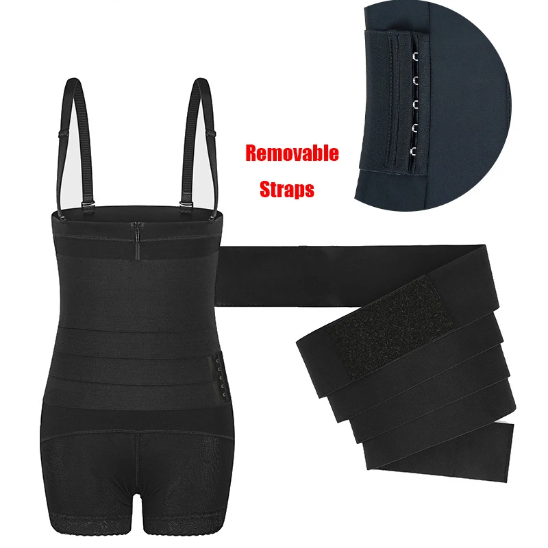 ZOYIAME Bodysuit Shapewear Removable Waist Wrap Tummy Control High Compression Body Shaper