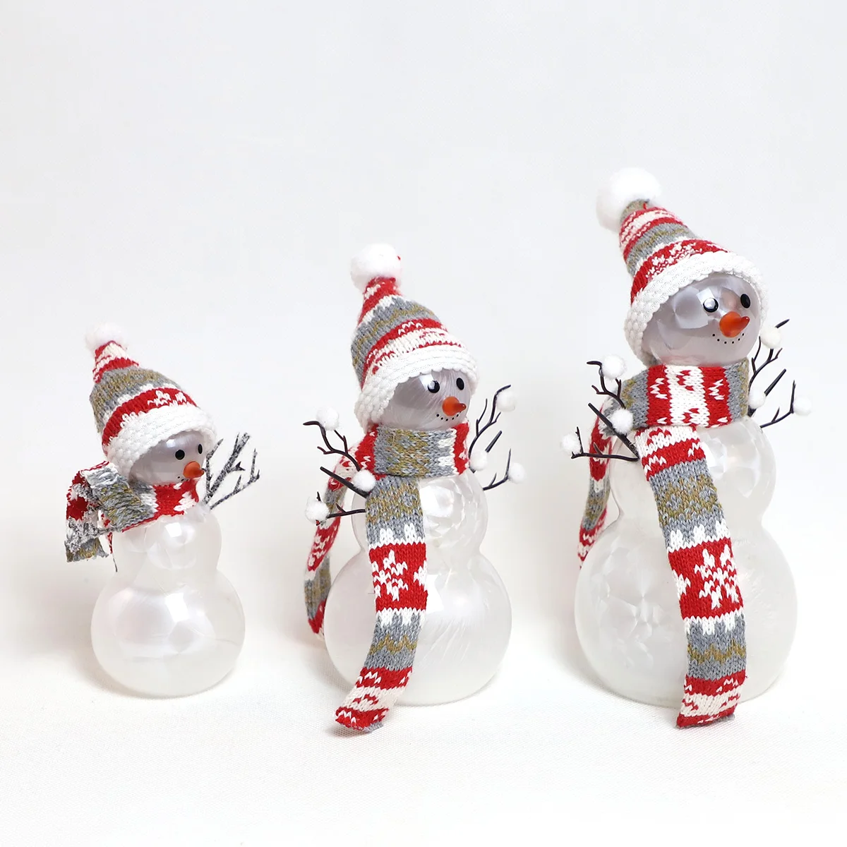 2023 wholesale shiny glass snowman with led lights battery operated christmas home party decoration