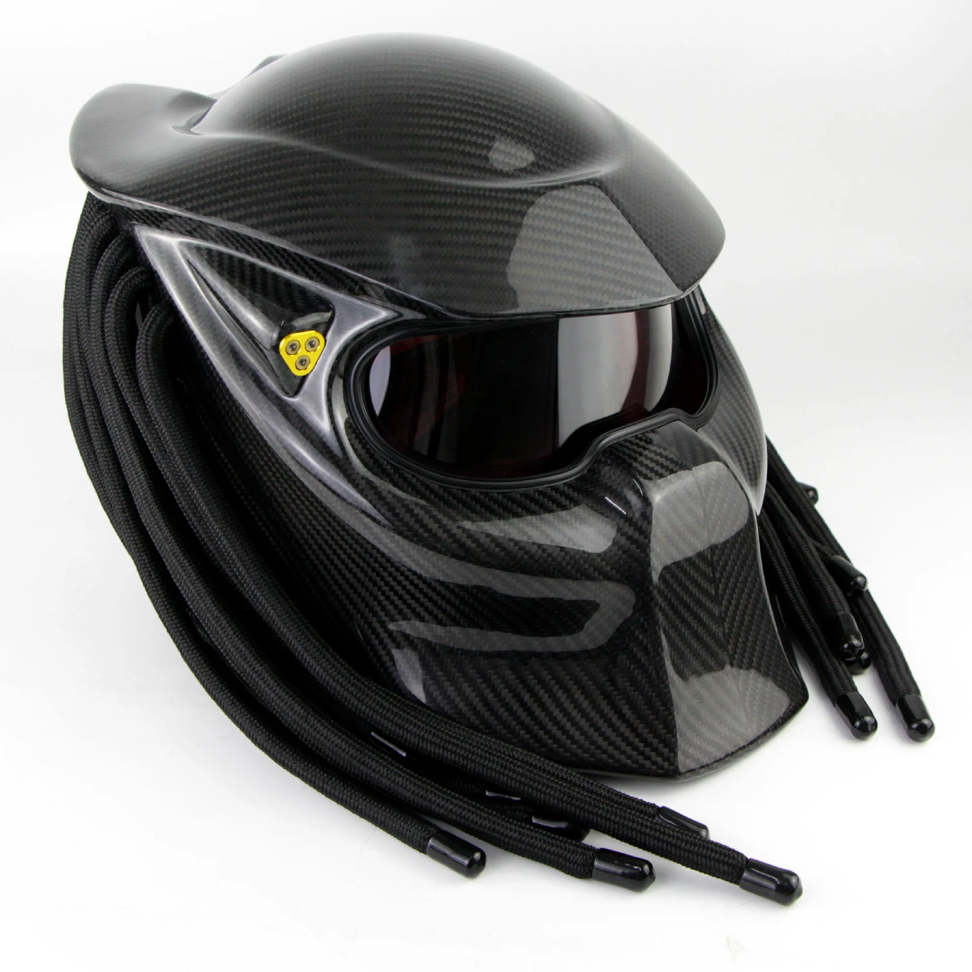Lightweight Carbon Fiber Full Face Motorcycle Helmet with LED Lights Flip  Design Braids Predator Casco Predador with Foam Lining
