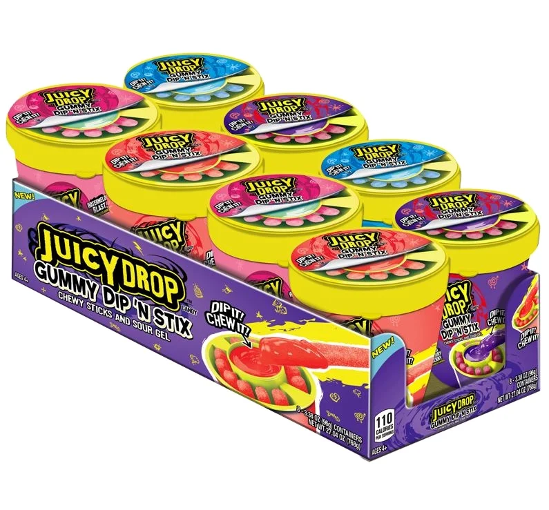 Juicy Drop Gummy Dip 'n Stix Sweet Gummy Sticks With Sour Dipping Gel