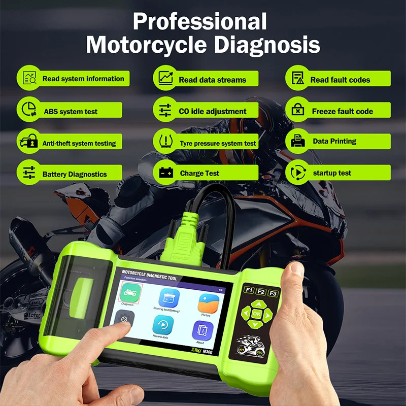 Motorcycle Engine Analyzer Full version Motorcycle Diagnostic Tool Jdiag M300 2 in 1 OBD2 Scanner ...