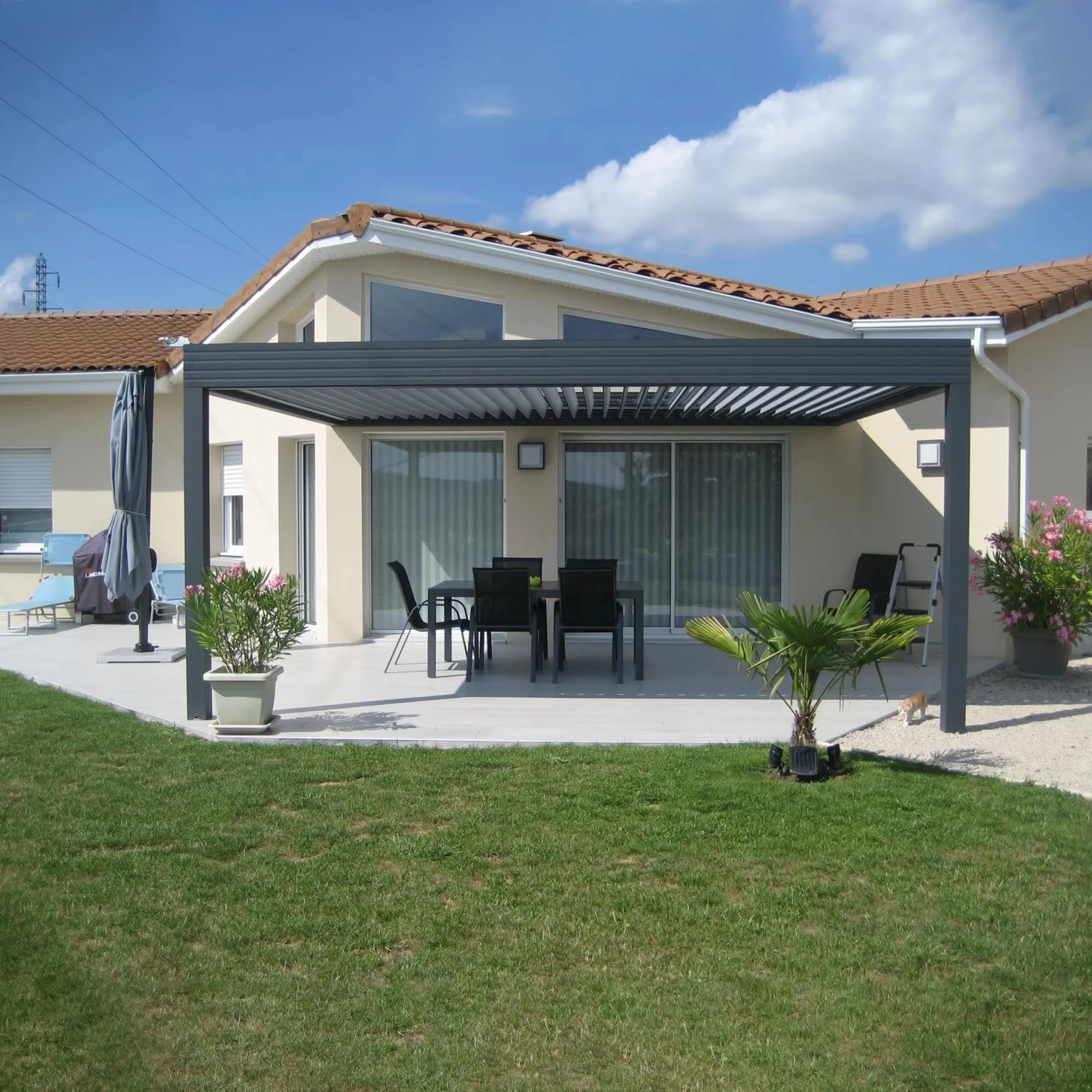 Customizable Bioclimatic Aluminum Louvered Pergola Gazebo Pavilion Motorised Automatic Outdoor Kitchen for Patio Backyard